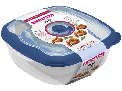 Jogo de Potes Herméticos Sanremo com Tampa Quadrado Flor 3 Peças