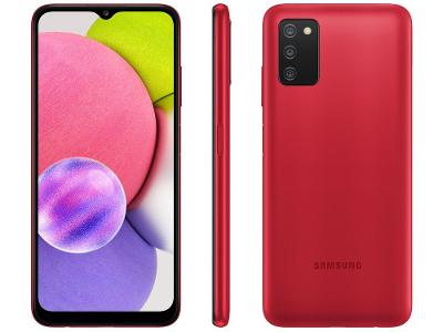 Smartphone Samsung Galaxy A03s 64GB Vermelho 4G 4GB RAM Tela 6,5” Câm. Tripla + Selfie 5MP