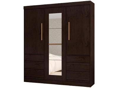 Guarda-roupa Casal com Espelho 3 Portas 6 Gavetas Araplac Miami