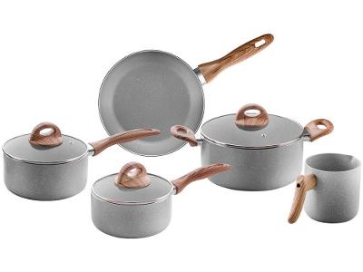 Jogo de Panelas Brinox de Alumínio Cinza 5 Peças Ceramic Life Smart Plus