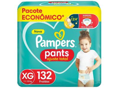 Fralda Calça Pampers Ajuste Total Tam. XG 11 a 15Kg 2 Pacotes com 66 Unidades Cada