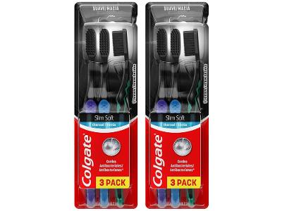 Escova de Dente Colgate Slim Soft Black 6 Unidades
