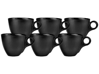 Jogo de Canecas Chá e Café de Vidro Preta 170ml