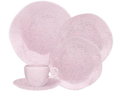 Aparelho de Jantar Chá 20 Peças Oxford Redondo Cerâmica Rosa Pink Sand