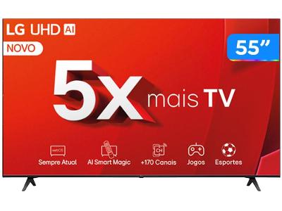 Smart TV 55" 4K LG Ultra HD 55UT8050 com Processador a5 Ger7 AI Alexa/Chromecast integrado Otimizador de Jogos webOS 24 e Controle Smart Magic