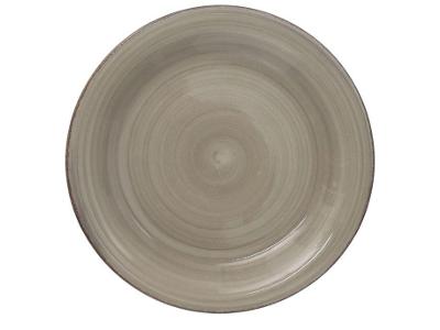 Prato Raso de Cerâmica Marrom de Sobremesa Redondo 19cm Hauskraft Sphere