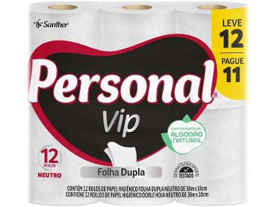 Papel Higiênico Folha Dupla Personal Vip 12 Rolos 30m