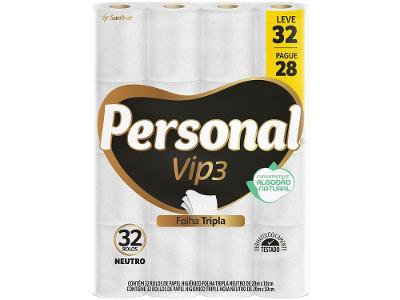 Papel Higiênico Folha Tripla Personal Vip 32 Rolos 20m