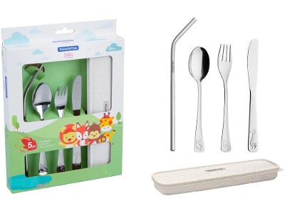 Kit Talher Infantil Tramontina Animais Baby Friends Inox 5 Peças