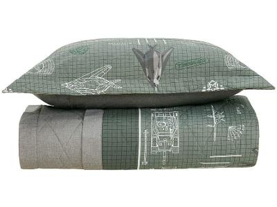 Colcha Solteiro Karsten 100% Algodão Militar II Verde e Branco 2 Peças