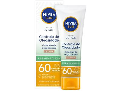 Protetor Solar Facial Nivea Sun FPS 60 UV Face Controle de Oleosidade Cor Média FPS 60 50ml
