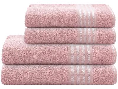 Jogo de Toalhas de Banho e Rosto Camesa Decor Rosa 4 Peças