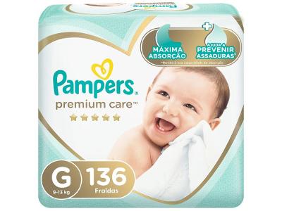 Fralda Pampers Premium Care Tam G 9 a 13kg 136 Unidades