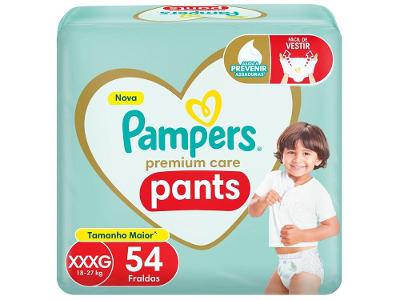 Fralda Calças Pampers Premium Care Tam XXXG até 27kg 54 Unidades