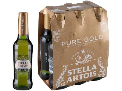 Cerveja Stella Artois Pure Gold sem Glúten Puro Malte 6 Unidades Garrafa Longneck 330ml