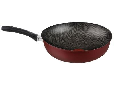 Panela Wok Antiaderente Rochedo de Alumínio Facilita Vermelho 24cm