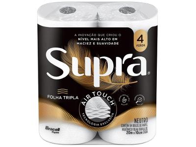 Papel Higiênico Folha Tripla Bracell Supra 4 Rolos 20m