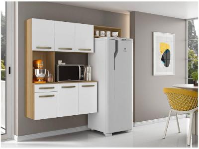 Cozinha Compacta Aramóveis Carol com Balcão 6 Portas 1 Gaveta