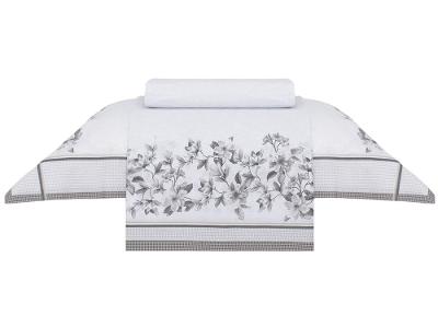 Jogo de Cama Solteiro 100% Algodão Buddemeyer Magnolia Branco 3 Peças