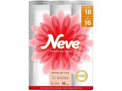 Papel Higiênico Folha Dupla Neve Toque de Seda 18 Rolos 30m