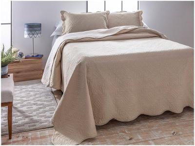 Colcha Queen Jolitex Ultrasonic Dyuri Bege Pastel 3 Peças