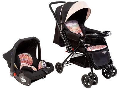 Carrinho de Bebê com Bebê Conforto Cosco Kids Travel System Reverse 4 Rodas 0 a 15kg
