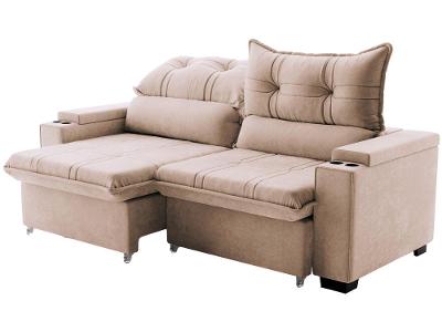 Sofá 4 Lugares Retrátil Reclinável Veludo Select Bloom Sol Colchões e Estofados