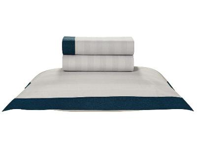 Jogo de Cama Solteiro 100% Algodão Karsten 200 Fios Arbóris Branco e Azul 3 Peças