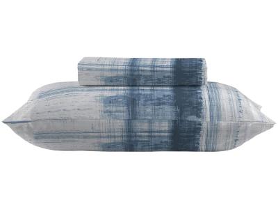 Jogo de Cama Solteiro 100% algodão Camesa 120 fios Super Cotton Linen Azul 2 Peças
