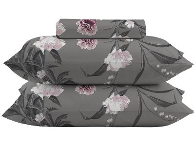 Jogo de Cama Casal 100% algodão Camesa 120 fios Super Cotton Vera Cinza 3 Peças