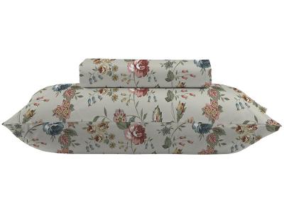 Jogo de Cama Solteiro 100% algodão Camesa 120 fios Super Cotton Botânica Bege 2 Peças