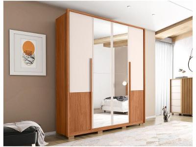 Guarda-roupa Casal com Espelho 3 Gavetas 4 Portas Caemmun Tango