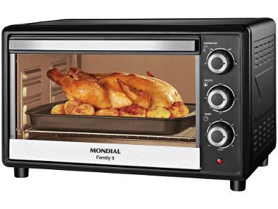 Forno Elétrico de Bancada Mondial Multifuncional 42L Preto e Prata Grand Family II FRN-42-B