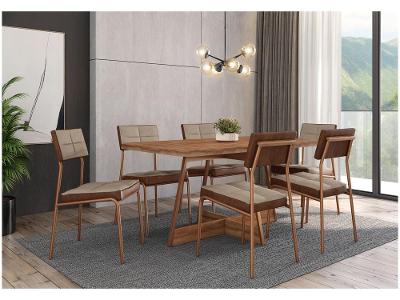 Mesa de Cozinha 6 Cadeiras Retangular Luna Carraro