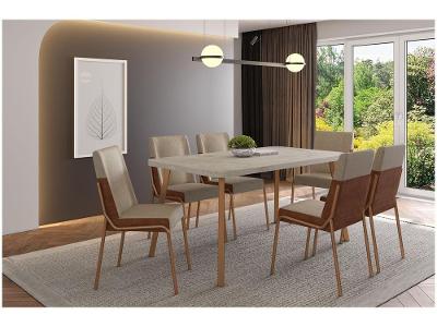 Mesa de Cozinha 6 Cadeiras Retangular Rosa Carraro