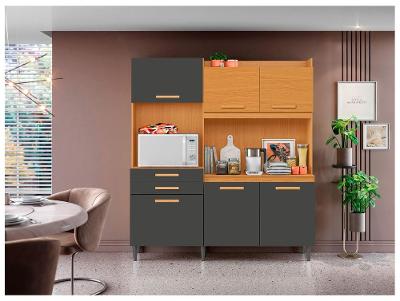 Cozinha Compacta Aramóveis Selena com Balcão Nicho para Micro-ondas 6 Portas 2 Gavetas