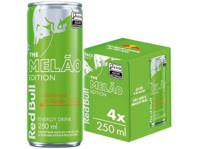 Bebida Energética Red Bull Energy Drink Edition Sugarfree Maracujá e Melão Zero Açúcar 250ml 4 Unidades