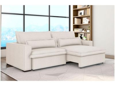 Sofá 4 Lugares Retrátil Reclinável Bouclé Mediterrâneo Bergamo Flexforma Estofados