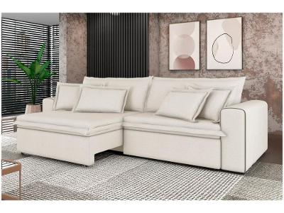 Sofá 4 Lugares Retrátil Recinável Bouclé Mediterrâneo Trentino Flexforma Estofados