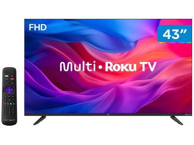 Smart TV 43" Multi Full HD DLED TL056M Roku TV Quad-core Alexa Google Assistente e Siri 1 HDMI