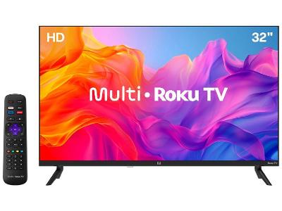 Smart TV 32" HD DLED Multi TL052M Roku TV Quad-core Alexa Google Assistente e Siri