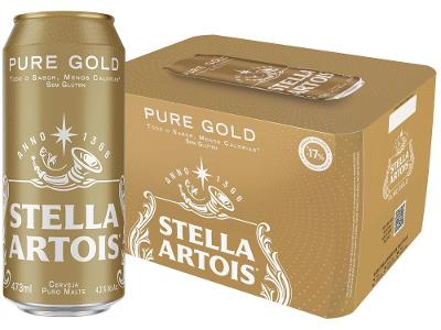 Cerveja Stella Artois Pure Gold Puro Malte 12 Unidades Lata 473ml