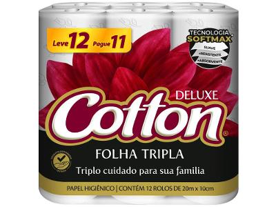 Papel Higiênico Folha tripla Softys Cotton Deluxe 12 Rolos 20m
