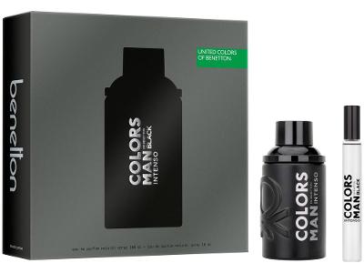 Kit Perfume Masculino Benetton Colors Man Black Intenso Eau de Parfum 100ml com Eau de Parfum Travel size 10ml