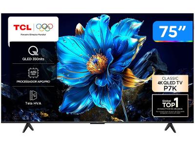 Smart TV 75" TCL 4K UHD QLED 75P7K Google TV AiPQ Google Assistente 3 HDMI 1 USB