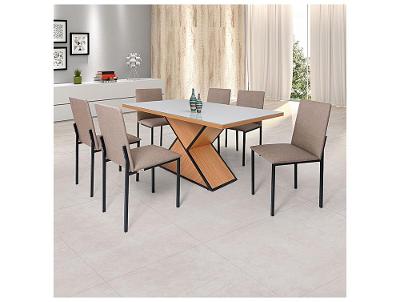 Mesa de Jantar 6 Cadeiras Retangular Ciplafe Dubai
