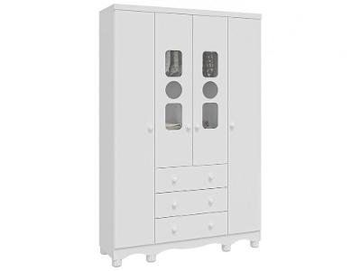 Guarda-roupa de Bebê 3 Gavetas 4 Portas Moveis Peroba Ninho