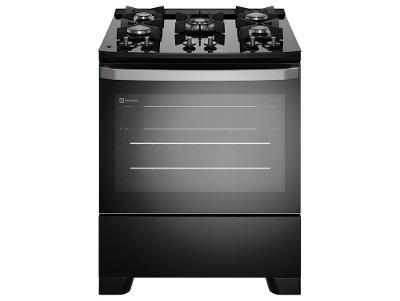 Fogão 5 Bocas Electrolux Inox Preto Mesa de Vidro Efficient FE5GB