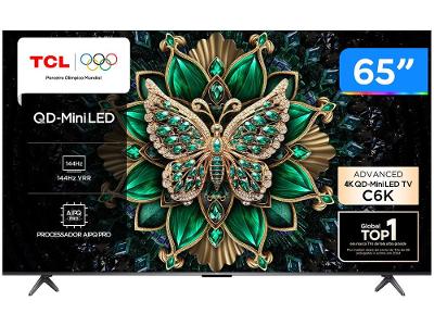 Smart TV  65" TCL 4K UHD MiniLED 65C6K 120Hz Google TV AiPQ Google Assistente 4 HDMI 2 USB