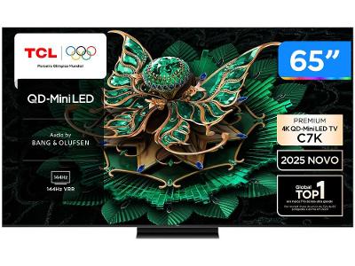 Smart TV 65" TCL 4K UHD MiniLED 65C7K 144Hz Google TV MiniLED AiPQ Pro Google Assistente 4 HDMI